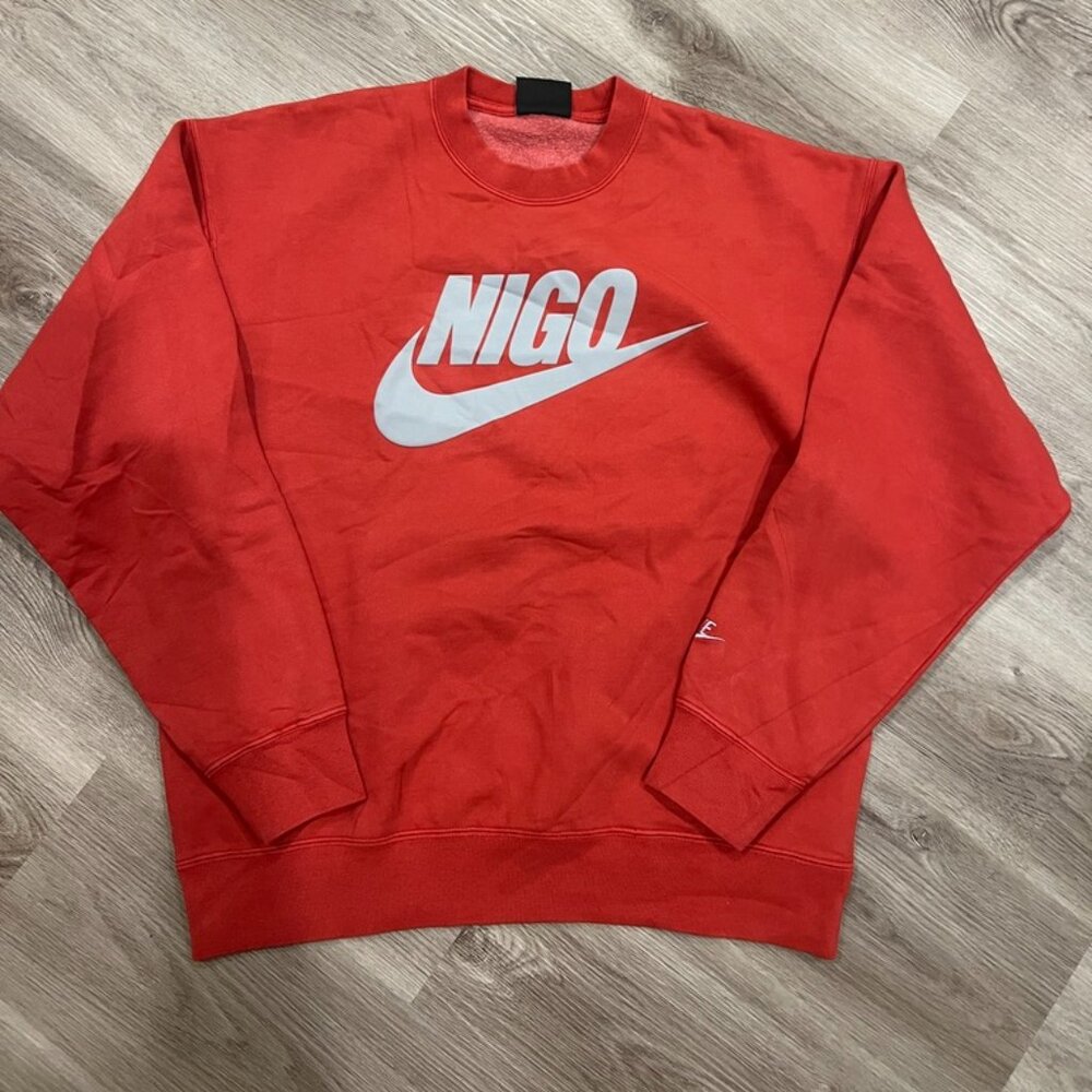 Nike Nigo Mens Fleece Crewneck Sweatshirt Red